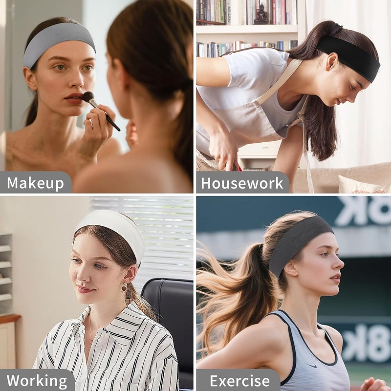 Panleding 12 Pack Sports Headbands for Women, Non-Slip Elastic Soft Hair Bands, Fashion Hair Warp for Workout, Yoga, Running, Fitness (4 Neutral colors) - Image 5